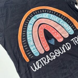 Black T-Shirt with Colorful Rainbow Graphic